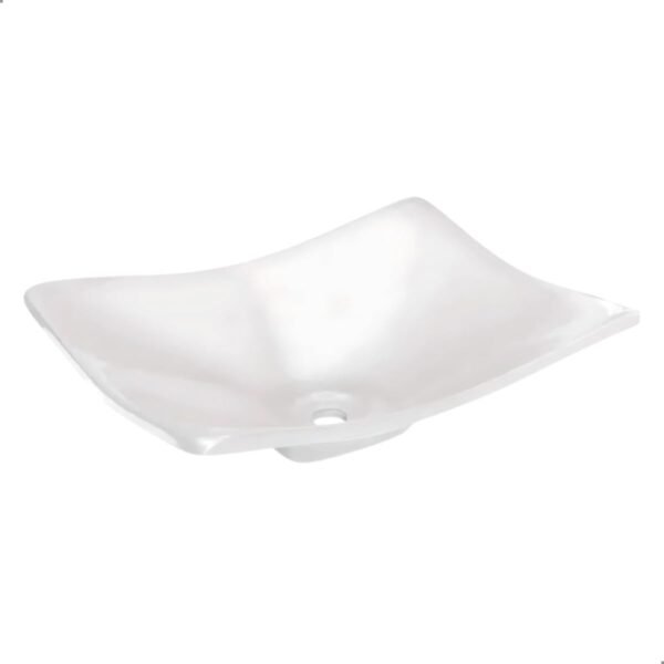 Cuba Sobrepor Para Banheiro Pia de Apoio Para Lavabo Branca Retangular em Mármore Sintético Topazio (Branco) - Imagem 2