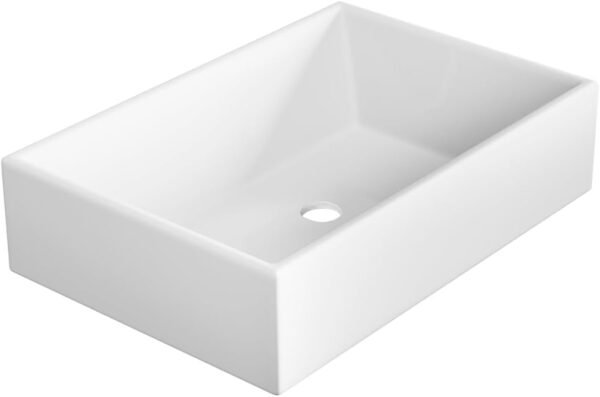 Pia Para Banheiro Cuba de Sobrepor 40cm Apoio Lavabo Retangular Mármore Sintético Branca - Imagem 3