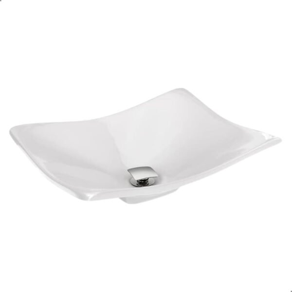 Cuba Sobrepor Para Banheiro Pia de Apoio Para Lavabo Branca Retangular em Mármore Sintético Topazio (Branco) - Imagem 3