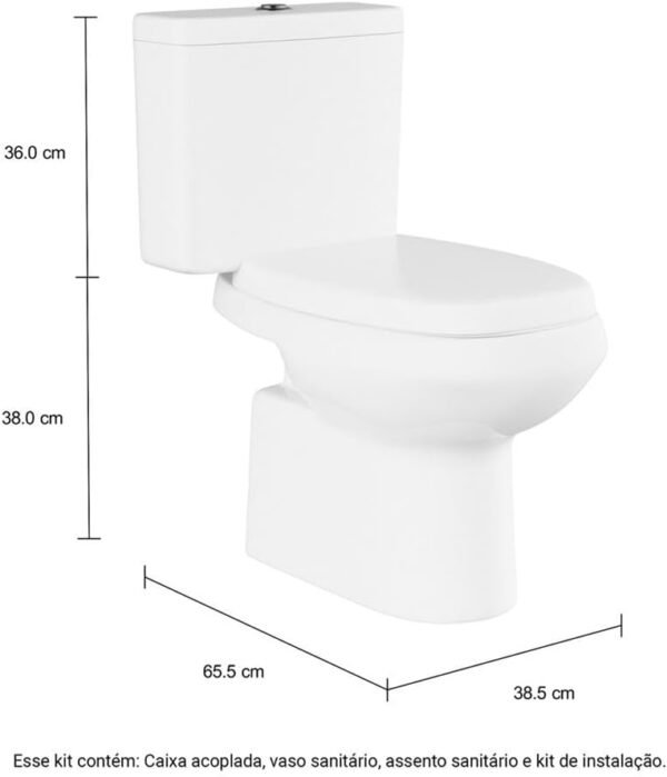 Kit Completo de Bacia Caixa Acoplada Monte Carlo-Branco Deca - Imagem 5