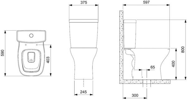 Celite Kit de bacia rimless com caixa acoplada 3/6l e itens de instalação Vip - Imagem 2