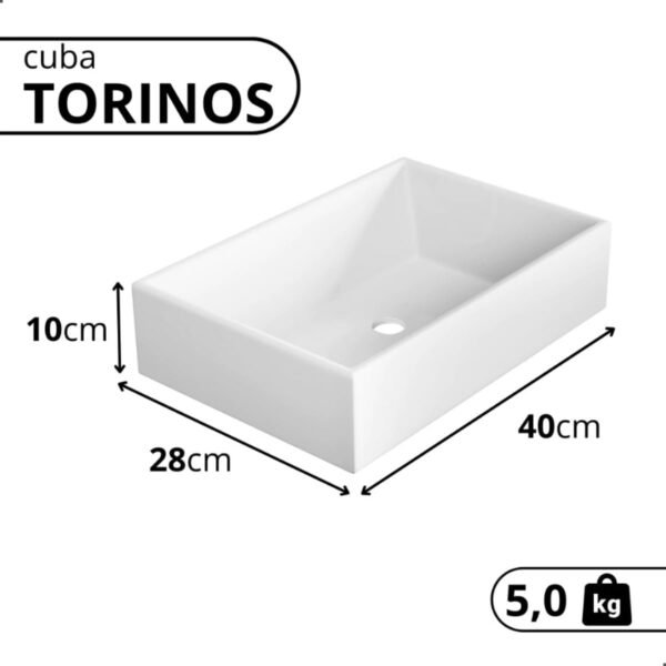 Pia Para Banheiro Cuba de Sobrepor 40cm Apoio Lavabo Retangular Mármore Sintético Branca - Imagem 5