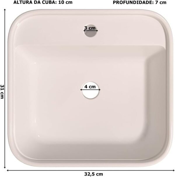 Cuba Pia De Apoio Para Banheiro Mármore Sintético Acabamento Branco Brilhante 32X31 - Imagem 5