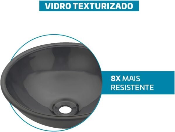 Cuba Pia De Apoio Vidro Redonda 29cm Para Banheiro Lavabo Cristal Beltempo (Preta) - Imagem 49