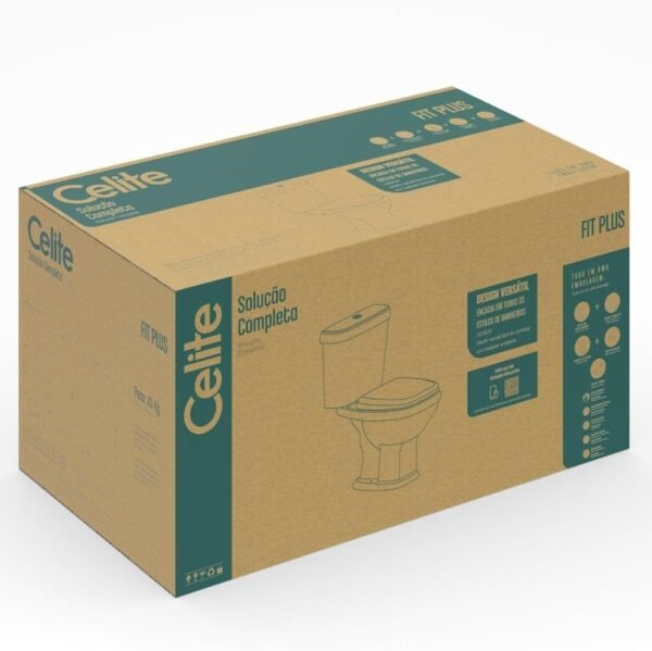 Kit Vaso Sanitário com Caixa Acoplada e Assento Soft Close Fit Plus Celite, Cor: Preto - Imagem 6