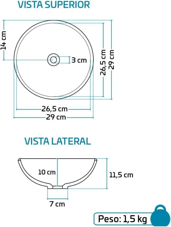 Cuba Pia De Apoio Vidro Redonda 29cm Para Banheiro Lavabo Cristal Beltempo (Preta) - Imagem 21