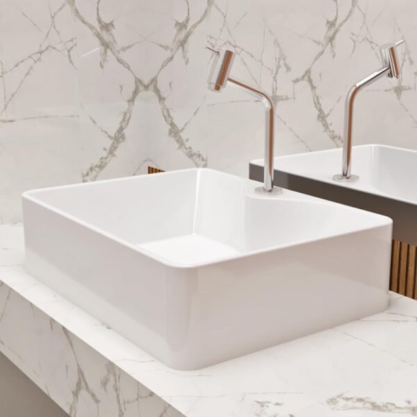 Cuba Para Banheiro Apoio Lavabo Pia Retangular 47x36cm Diamante Beltempo - Imagem 6