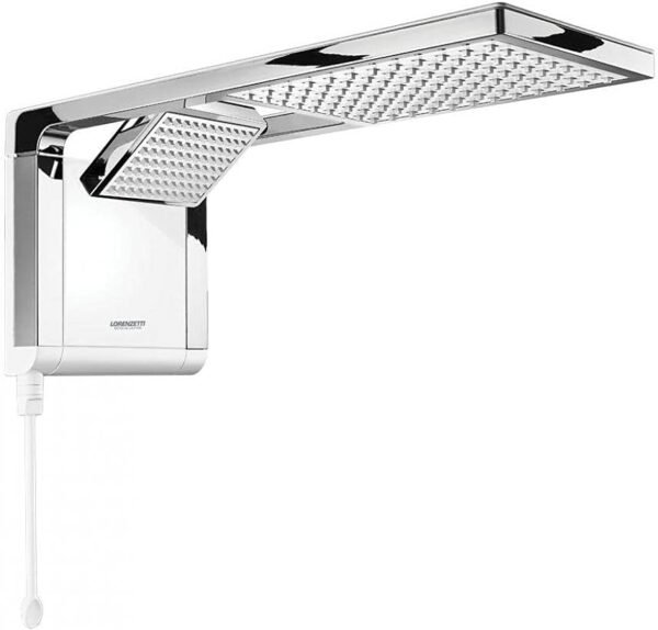 Ducha Acqua Duo Ultra Branco e Cromado 6800W com Haste para Controle da Temperatura com Comando Eletrônico e Jato Direcionável - Lorenzetti