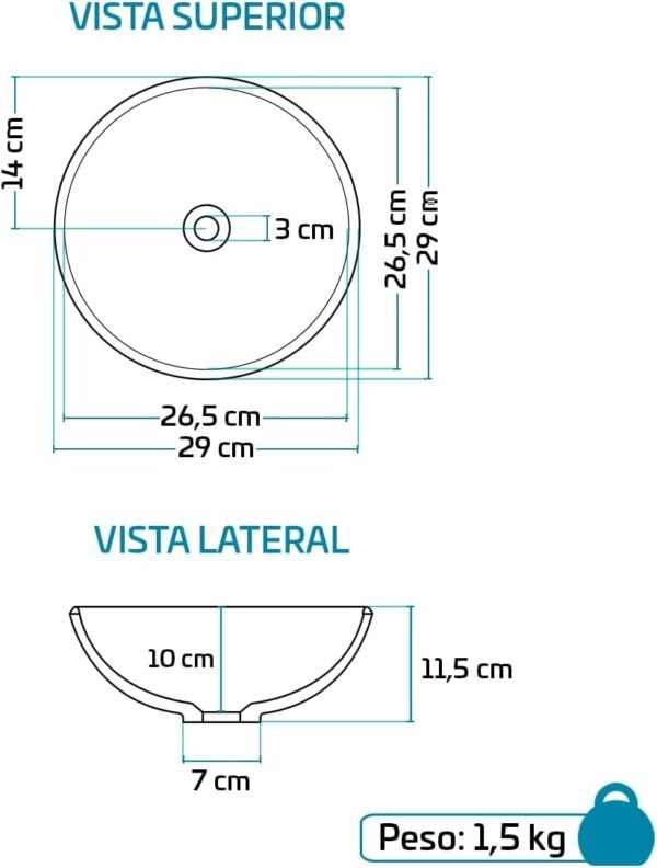 Cuba Pia De Apoio Vidro Redonda 29cm Para Banheiro Lavabo Cristal Beltempo (Preta) - Imagem 48