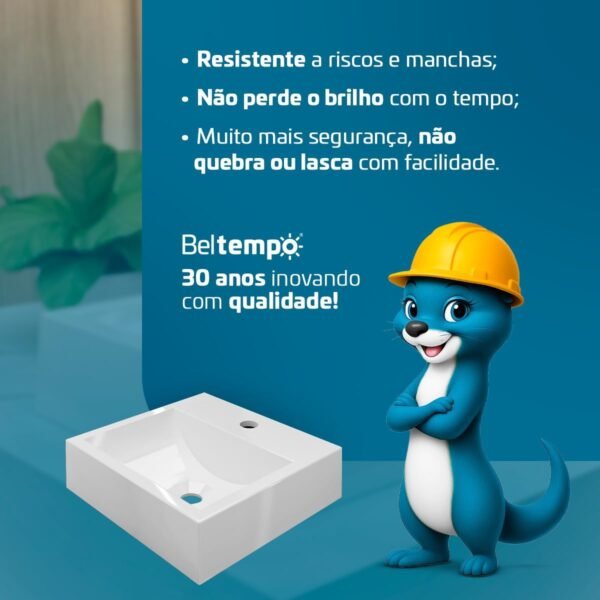 Cuba Pia de Apoio Quadrada 32x30 Branca Banheiro Lavabo Beltempo BT-2002 - Imagem 5