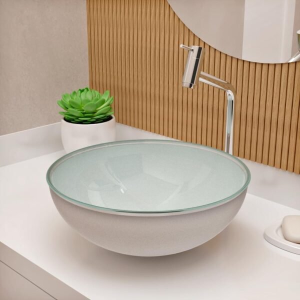Cuba Pia De Apoio Vidro Redonda 29cm Para Banheiro Lavabo Cristal Beltempo (Preta) - Imagem 41