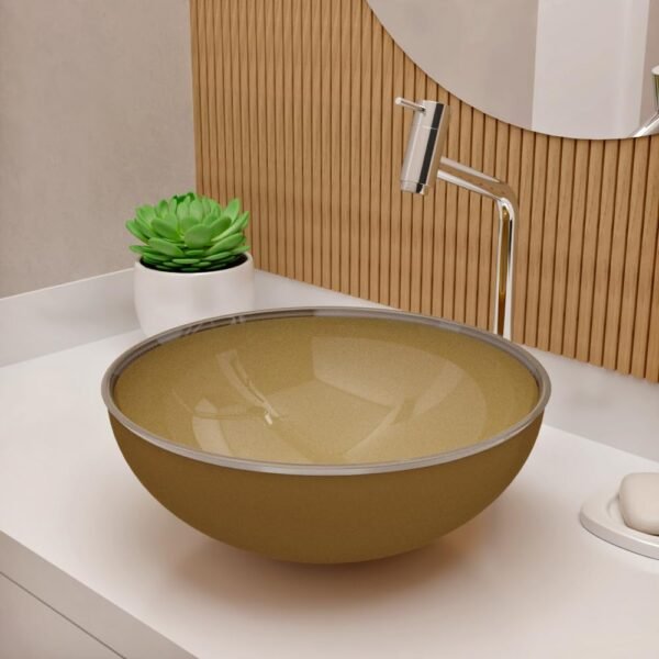 Cuba Pia De Apoio Vidro Redonda 29cm Para Banheiro Lavabo Cristal Beltempo (Preta) - Imagem 14