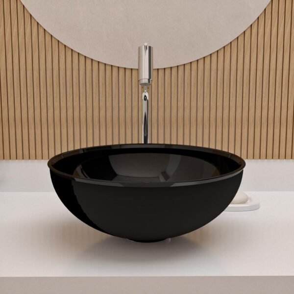Cuba Pia De Apoio Vidro Redonda 29cm Para Banheiro Lavabo Cristal Beltempo (Preta) - Imagem 33