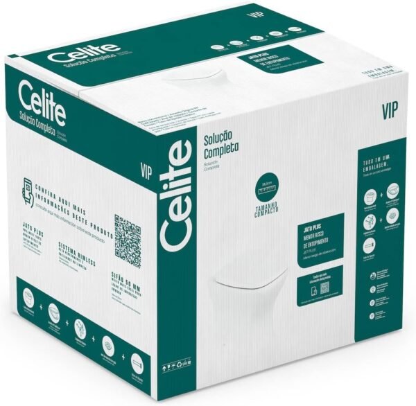 Celite, Kit de bacia convencional rimless com assento PP softclose e itens de instalação Vip, branco - Imagem 3