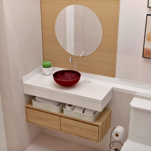 Cuba Pia De Apoio Vidro Redonda 29cm Para Banheiro Lavabo Cristal Beltempo (Preta) - Imagem 7