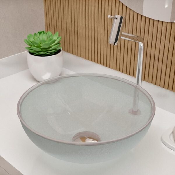 Cuba Pia De Apoio Vidro Redonda 29cm Para Banheiro Lavabo Cristal Beltempo (Preta) - Imagem 19
