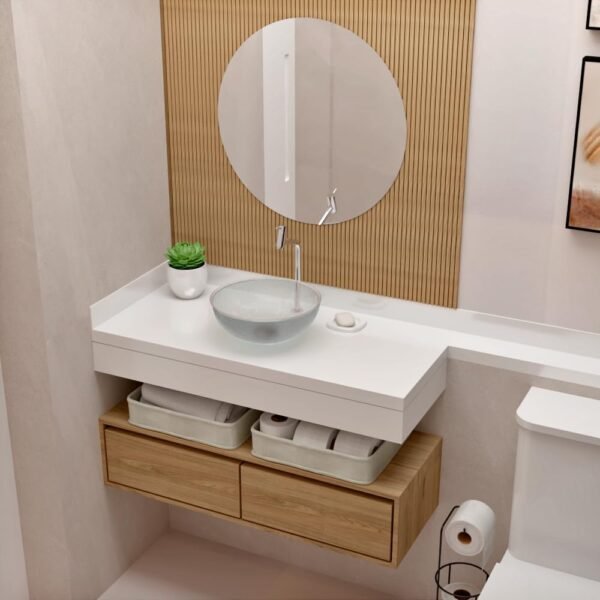 Cuba Pia De Apoio Vidro Redonda 29cm Para Banheiro Lavabo Cristal Beltempo (Preta) - Imagem 25