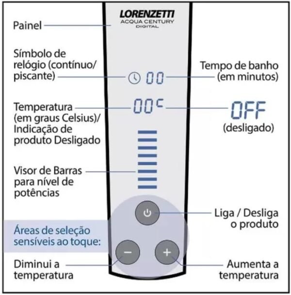 Chuveiro Acqua Century Digital Preto Cromado 220V 7500W Lorenzetti - Imagem 2