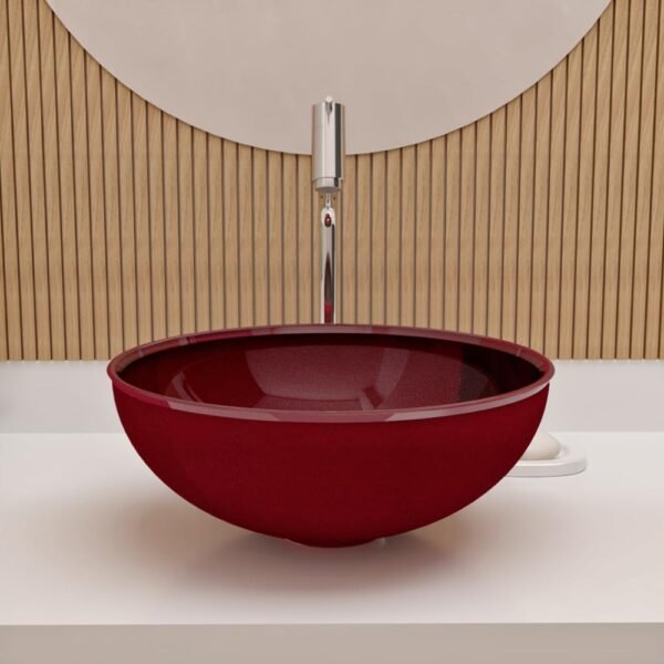Cuba Pia De Apoio Vidro Redonda 29cm Para Banheiro Lavabo Cristal Beltempo (Preta) - Imagem 6