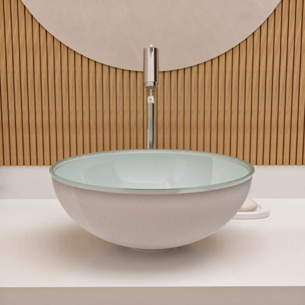 Cuba Pia De Apoio Vidro Redonda 29cm Para Banheiro Lavabo Cristal Beltempo (Preta) - Imagem 42