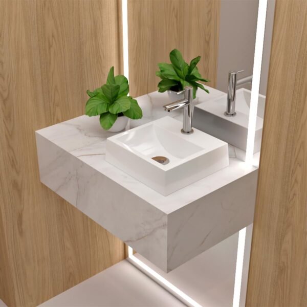 Cuba Pia de Apoio Quadrada 32x30 Branca Banheiro Lavabo Beltempo BT-2002 - Imagem 9
