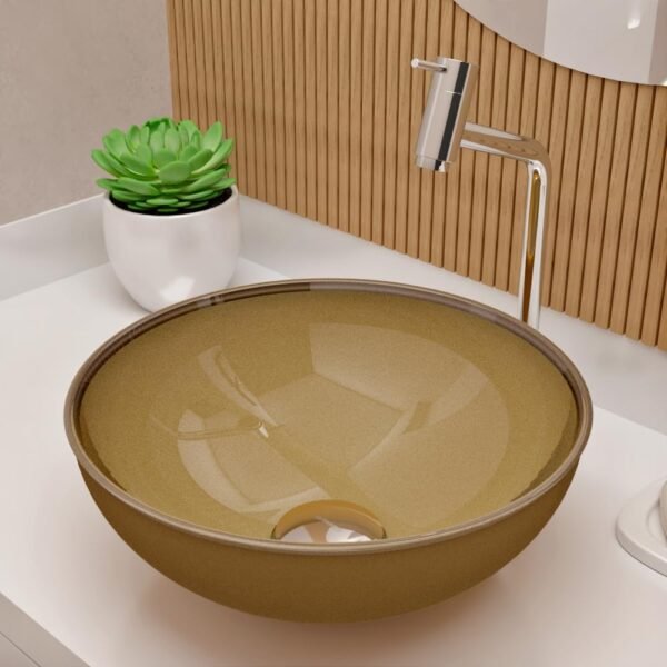 Cuba Pia De Apoio Vidro Redonda 29cm Para Banheiro Lavabo Cristal Beltempo (Preta) - Imagem 10