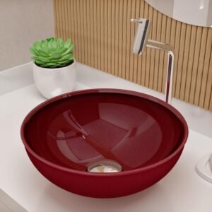 Cuba Pia De Apoio Vidro Redonda 29cm Para Banheiro Lavabo Cristal Beltempo (Preta)