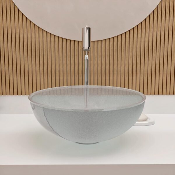 Cuba Pia De Apoio Vidro Redonda 29cm Para Banheiro Lavabo Cristal Beltempo (Preta) - Imagem 24