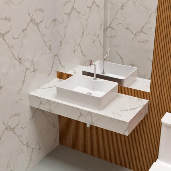 Cuba Para Banheiro Apoio Lavabo Pia Retangular 47x36cm Diamante Beltempo - Imagem 8